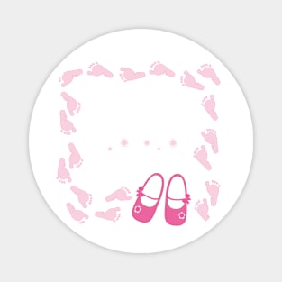 Pink baby shoes arrival card Magnet